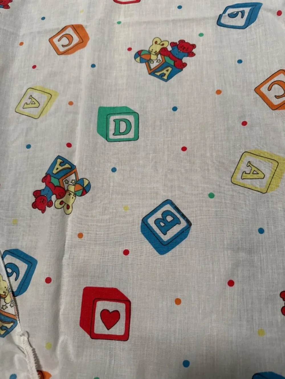 Baby Dreams Crib Sheet ABC Blocks Teddy Bears Pattern White Background Made In U